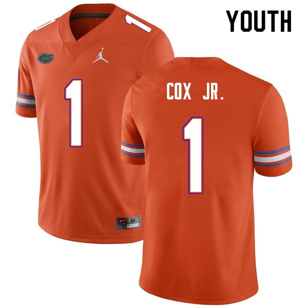 Youth #1 Brenton Cox Jr. Florida Gators College Football Jersey Orange